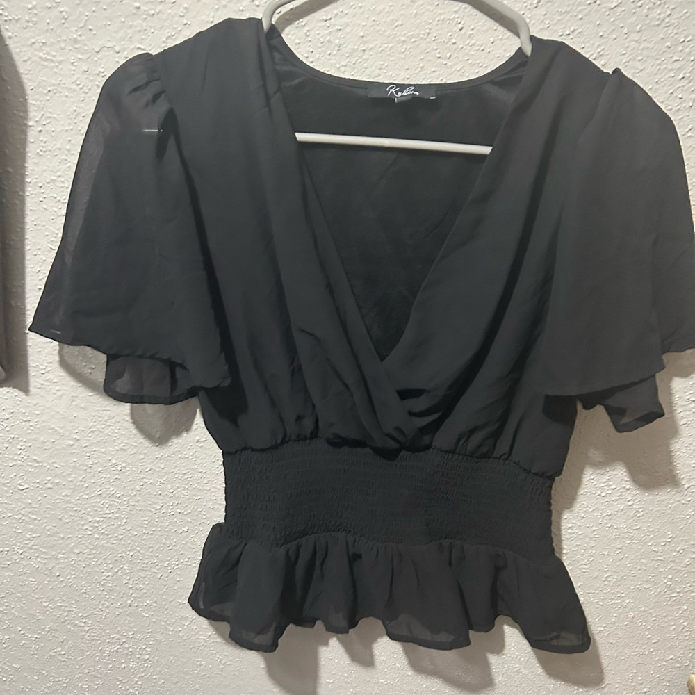 Elegant Black Ruffle Top